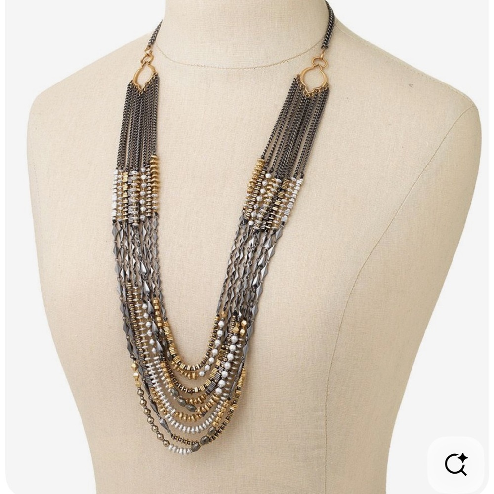 Stella & Dot Relic Statement Long 2 in 1 Necklace with Extender Chain